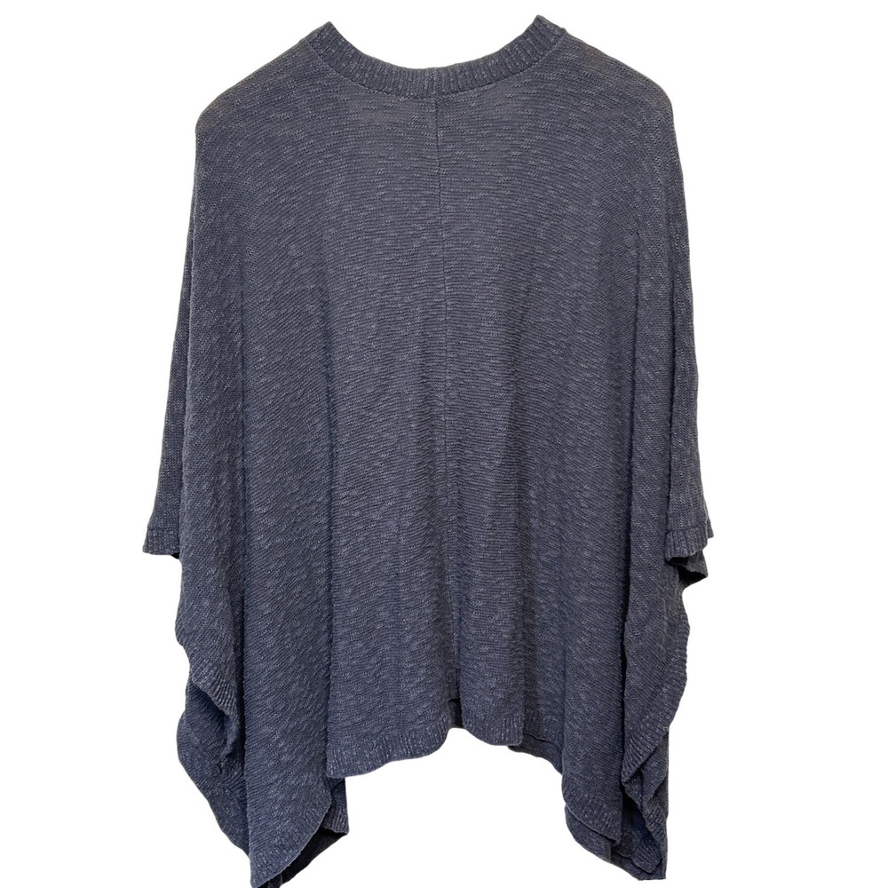 J. Jill Textured Knit Poncho Shawl Blue-Gray Women's One Size Fall Boho - Picture 8 of 10